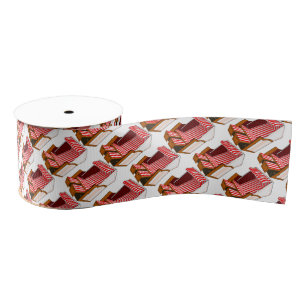 Lazo De Tela Gruesa Cinta temática de las tumbonas rojas y blancas