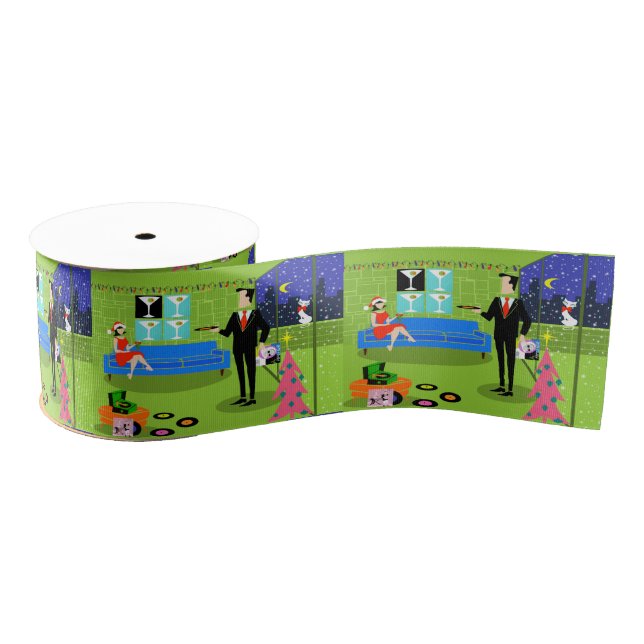 Lazo De Tela Gruesa Cinta urbana retra de los pares del navidad (Carrete)