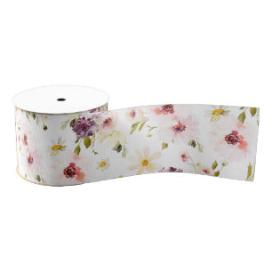Lazo De Tela Gruesa Cinta Vintage Floral Grosgrain
