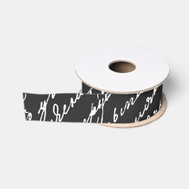 Lazo De Tela Gruesa Clásico Romántico de color blanco negro con escrit