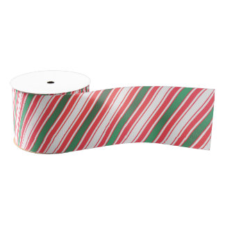 Lazo De Tela Gruesa Classic Christmas Green Red White Stripes Ribbon