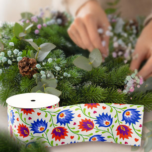 Lazo De Tela Gruesa Colorido Estilo Mexicano Patrón Floral Elegante Ne