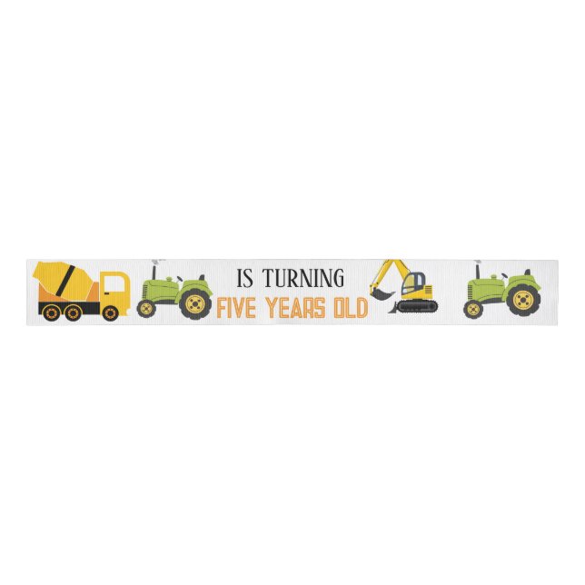 Lazo De Tela Gruesa Construction Dump Truck Party Boy Birthday  (Anverso)