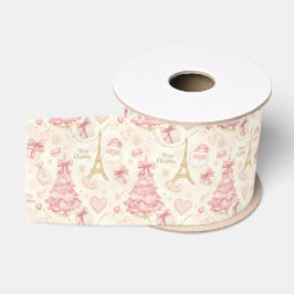 Lazo De Tela Gruesa Coqueta Parisina Polvo Rosa Toile de Navidad