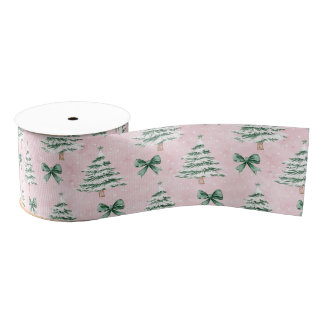 Lazo De Tela Gruesa Coquette Pink Christmas Tree Grosgrain Ribbon