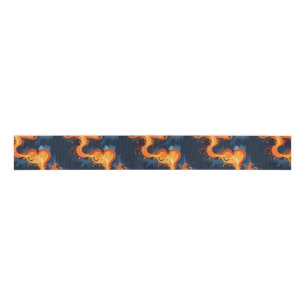 Lazo De Tela Gruesa Corazón de llamas Fuego y cielos