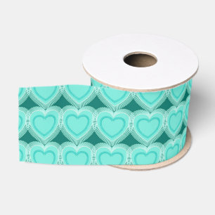 Lazo De Tela Gruesa Corazones abstractos modernos - Aqua y turquesa