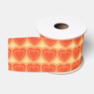 Lazo De Tela Gruesa Corazones abstractos modernos - Naranja mandarina