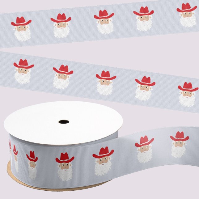 Lazo De Tela Gruesa Cowboy Santa Claus Western Christmas (Fun Cowboy Santa Claus Western Christmas Holiday ribbon)