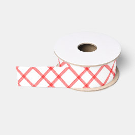 Lazo De Tela Gruesa Cuadro de Gingham Rojo y Blanco a la Acuarela