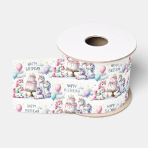 Lazo De Tela Gruesa Cumpleaños con tema de Unicornio