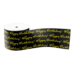 Lazo De Tela Gruesa Cumpleaños! Guión casual del patrón amarillo