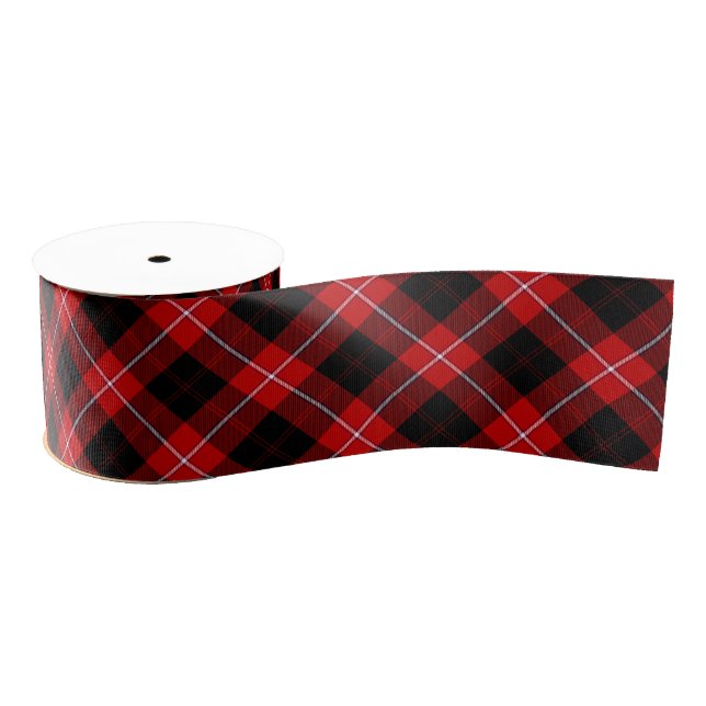 Lazo De Tela Gruesa Cunningham Tartan Red Black Plaid (Carrete)