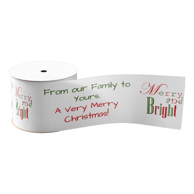 Lazo De Tela Gruesa Custom Red and Green MERRY AND BRIGHT Christmas (Carrete)