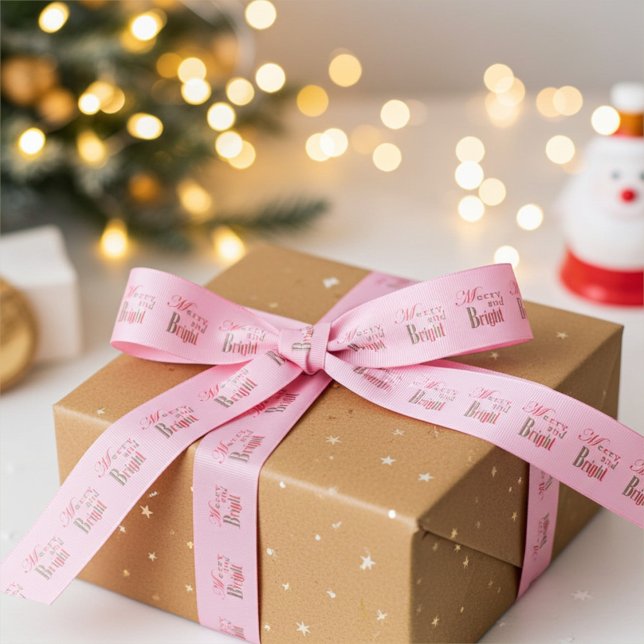 Lazo De Tela Gruesa Cute Merry and Bright Stripe on Cotton Candy Pink (Subido por el creador)