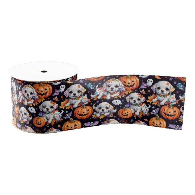 Lazo De Tela Gruesa Cute Puppy Dog Halloween Celebration (Carrete)