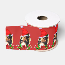 Lazo De Tela Gruesa Cute Sheltie Navidades Merry