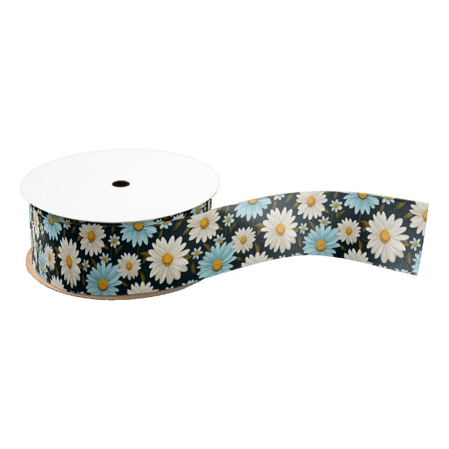 Lazo De Tela Gruesa Daisies Grosgrain Ribbon (Carrete)