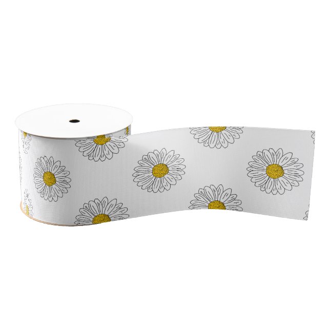 Lazo De Tela Gruesa Daisy Flower Hand (Carrete)
