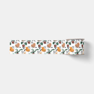 Lazo De Tela Gruesa Dibujo en línea de gatos y flores
