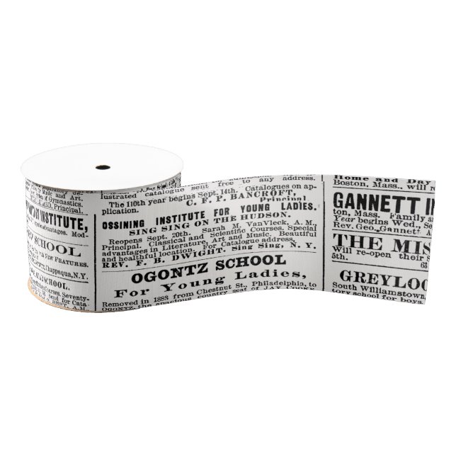 Lazo De Tela Gruesa Diseño de periódicos antiguos (Carrete)