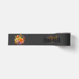 Lazo De Tela Gruesa Diseño Floral Sofisticado Flores Naranjas Negras