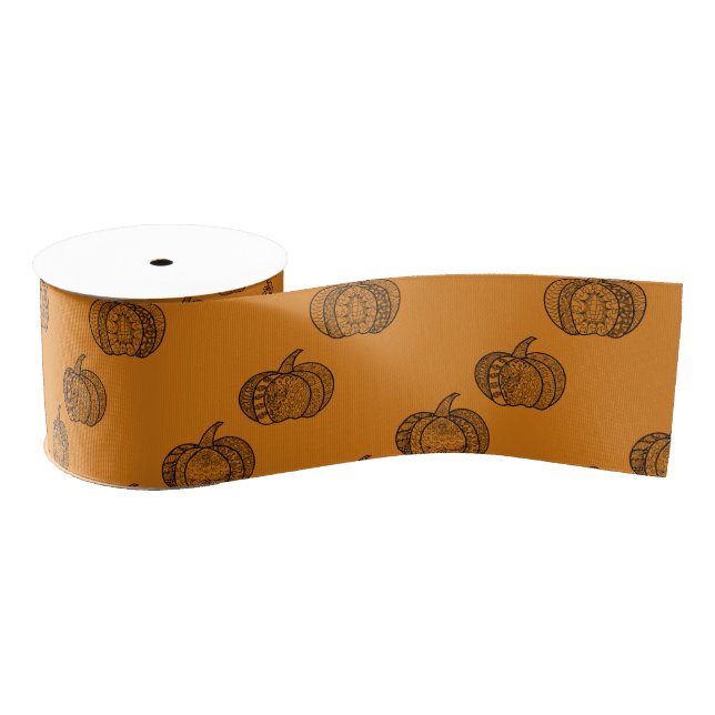 Lazo De Tela Gruesa Dodles de Halloween calabazas de boho mandala de o (Carrete)