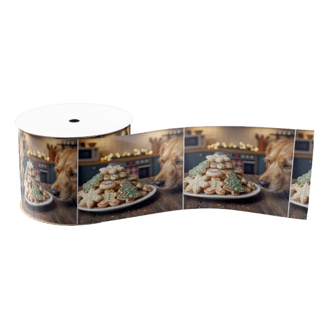 Lazo De Tela Gruesa Dog Sniffing Christmas Sugar Cookies (Carrete)