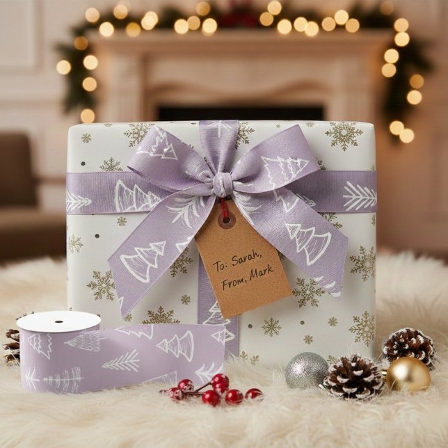 Lazo De Tela Gruesa Doodle Christmas Fir-tree Spruce Gift Wrapping  (Doodle Christmas Fir-tree Spruce Gift Wrapping Grosgrain Ribbon)