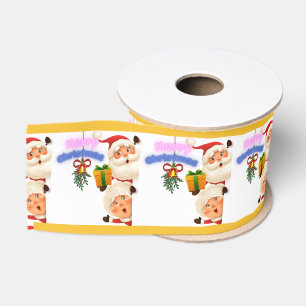 Lazo De Tela Gruesa Dulce Santa y Sra. Claus Feliz Navidad Saludo