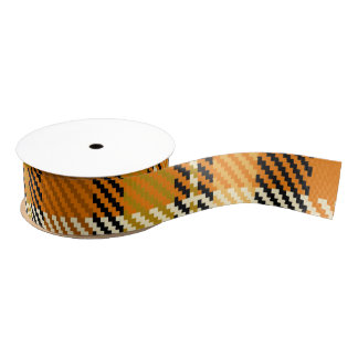 Lazo De Tela Gruesa Earthtone Plaid Grosgrain Ribbon