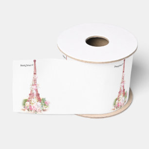 Lazo De Tela Gruesa El rosa femenino del vintage florece la torre