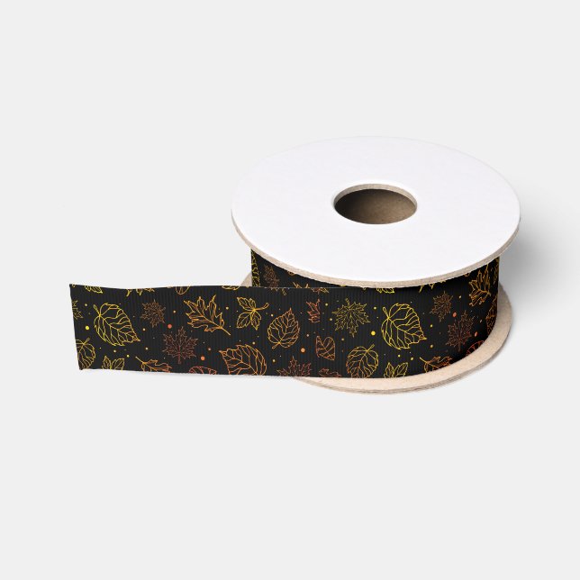 Lazo De Tela Gruesa El toque de elegancia de hojas de cobre en negro (Carrete)