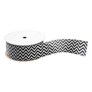 Lazo De Tela Gruesa El zigzag blanco y negro raya el modelo de Chevron