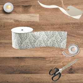 Lazo De Tela Gruesa Elegant Sage Cream Minimalist Boho Floral Pattern