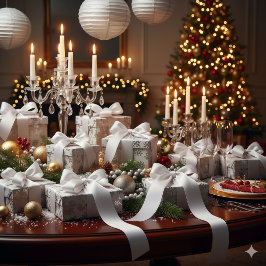 Lazo De Tela Gruesa Elegant Silver Grosgrain Ribbon for Christmas Wrap