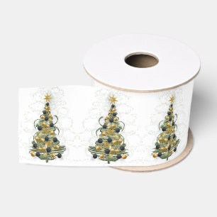 Lazo De Tela Gruesa Elegante árbol de Navidad de oro, cinta