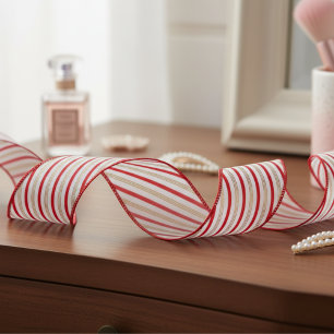 Lazo De Tela Gruesa Elegante cinta de grosgrain rayada de caramelo roj