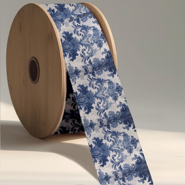 Lazo De Tela Gruesa Elegante damasco Blue toile de jouy monograma (Subido por el creador)