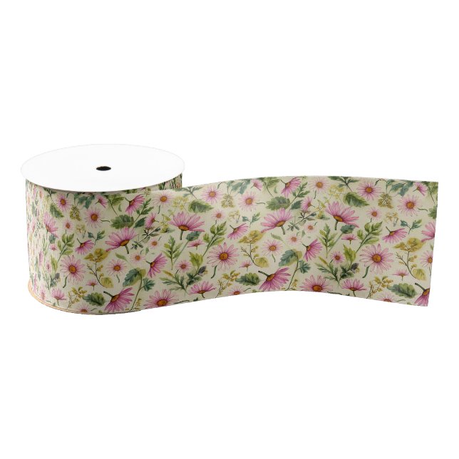 Lazo De Tela Gruesa Elegante floral de primavera (Carrete)