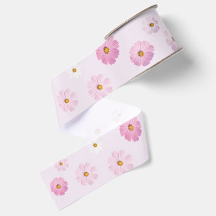 Lazo De Tela Gruesa Elegante Floral Rosa y Púrpura