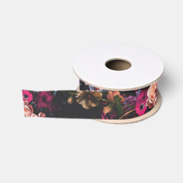 Lazo De Tela Gruesa Elegante Floral Vintage Oscuro Malva