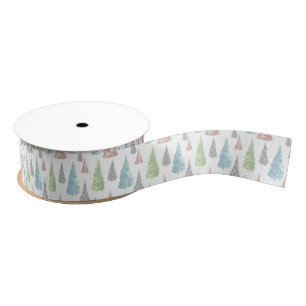 Lazo De Tela Gruesa Elegante Pastel Purpurina Árboles Navidades Grosgr
