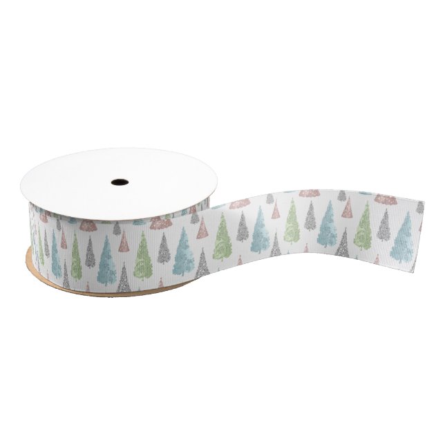 Lazo De Tela Gruesa Elegante Pastel Purpurina Árboles Navidades Grosgr (Carrete)