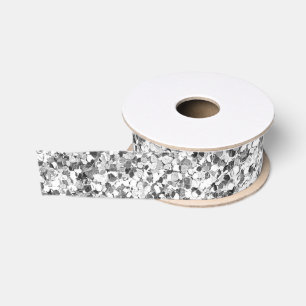 Lazo De Tela Gruesa Elegante Purpurina Plata Sparkle
