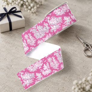 Lazo De Tela Gruesa Elegante vintage rosa magenta lago toile de jouy