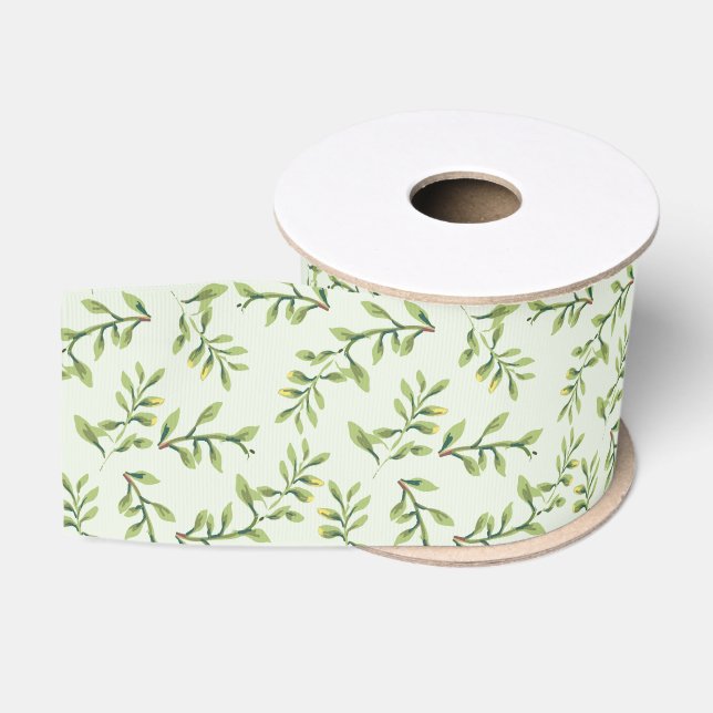 Lazo De Tela Gruesa Elegante y elegante hojas verdes (Carrete)