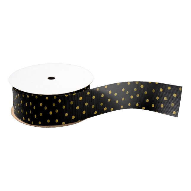 Lazo De Tela Gruesa Elegantes Puntos De Confetti En Negro Y Relieve me (Carrete)