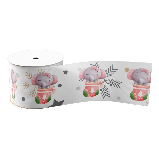 Lazo De Tela Gruesa Elephant Holidays Personalizar Grosgrain Ribbon (Carrete)