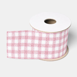 Lazo De Tela Gruesa Encanto de Gingham Rosa y Blanco aterciopelado